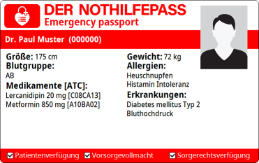 NotHilfePass Vorderseite